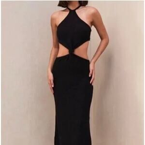 Cult Gaia Cameron Cutout Cotton Blend Midi Dress Black